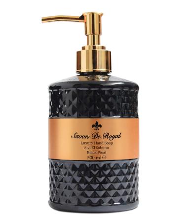 Savon De Royal Black Pearl Liquid Hand Soap - Liquid Hand Wash, Multi Purpose Liquid Soap in Pump Dispenser, Sweet Orange Scent, 16.9 fl oz