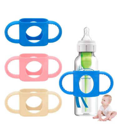 3 Pack Bottle Handles for Dr Brown Baby Bottles Soft Silicone Narrow Baby Bottles Handles for Easy Grip Handles to Hold Their Own Bottle