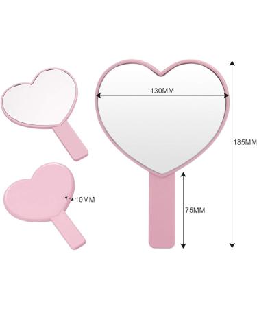 BinaryABC Heart Shaped Handheld Mirror - Travel Makeup Cosmetic Mirror (Pink) - Buy Online on GoSupps.com