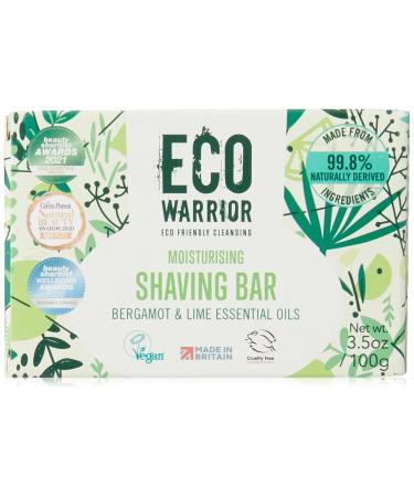 Eco Warrior Shaving Soap - Vegan Cruelty Free No SLS or Parabens Shaving Soap For Men & Women Contains Moisturising Coconut Oil & Shea Butter Fragranced With Bergamot & Lime 100g - Buy Online on GoSupps.com