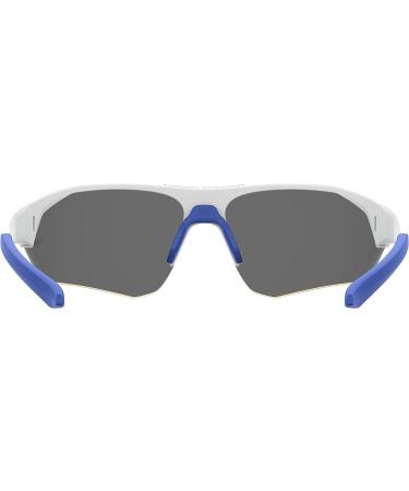 Under Armour Youth UA Playmaker Jr. Wrap Sunglasses - Matte White/Blue - 69mm - Buy Online on GoSupps.com