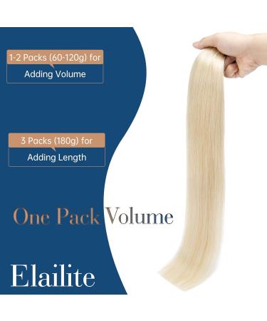 Elailite Real Hair Tape Extensions - 12/30cm 50g Straight Remy Human Hair #60 Platinum Blonde - 20 Pieces for International Shipping - Buy Online on GoSupps.com