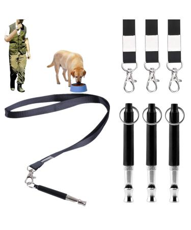 GTHJEXZ Dog Whistle to Stop Barking Dog Training Whistle for Recall and Barking Control with Lanyard Strap Professional Dog Whistles 4 Pack (Black)