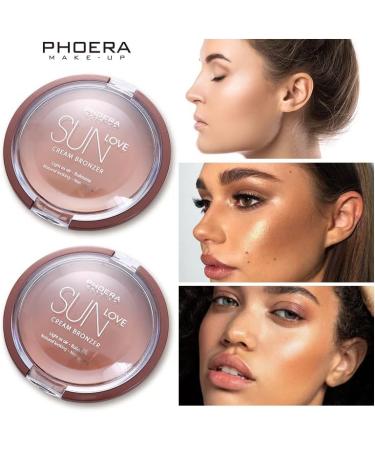Phoera Sun Love Cream Bronzer - Natural Looking Matte Sun-Kissed Glow - Sweat Resistant - Aquapurity (203 Sunset) - Buy Online on GoSupps.com