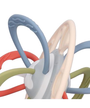 Sensory Silicone Teether for Babies - Colorful Lines | Crisp Sound | Easy to Clean | Reduce Swelling | 4 Textured Teething Toys - Buy Online on GoSupps.com