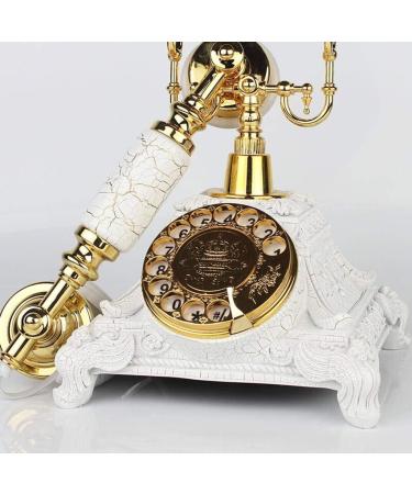Corded Old Fashioned Telephone Classic Retro Design -Style Solid Wood and Versus Resin-(Bronze) Hands-Free Backlight (Hands Free Backlight) (Rotary Dial Gold White) - Buy Online on GoSupps.com