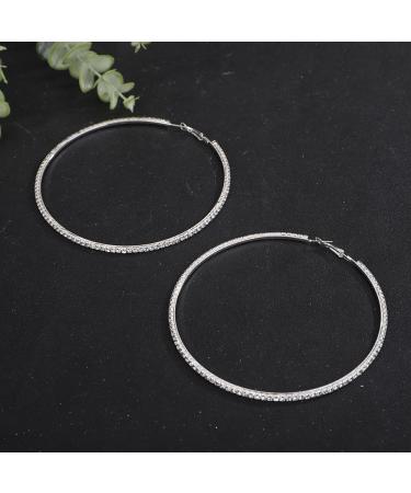 Jumwrit Shiny Big Hoop Rhinestone Dangle Earrings | Sparkle Crystal Circle Studs | Fashion Jewelry Gift for Women - Buy Online on GoSupps.com