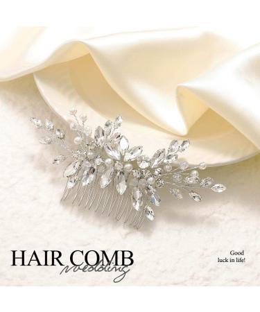Catery Wedding Hair Comb - Pearl Side Combs with Rhinestones and Crystal Hair Pieces for Bridal Accessories - Silver - Buy Online on GoSupps.com