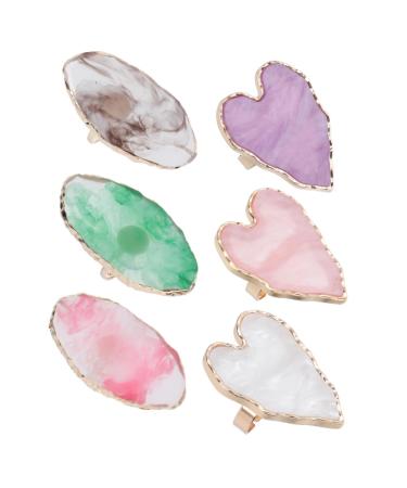 Gogogmee 6 Piece Nail Art Palettes Portable Nail Polish Mixing Trays with Imitation Agate Ring Shape for Nail Paint Mixing Mobile Use Lightweight Clean