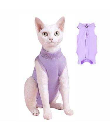 YouLhamy Katzenbody after op professional recovery suit for cats cats body for cats operation castration e-neck band alternative for cat anti-lick wound for abdominal wounds l purple-s