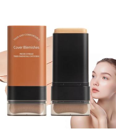 Hydrating Lightweight Foundation Stick with Brush Multi-Use Foundation Stick Makeup Korea Buildable Eraser Foundation Longwear Face Contour Stick Longwear Waterproof Face Makeup Stick (Dark Wheat)
