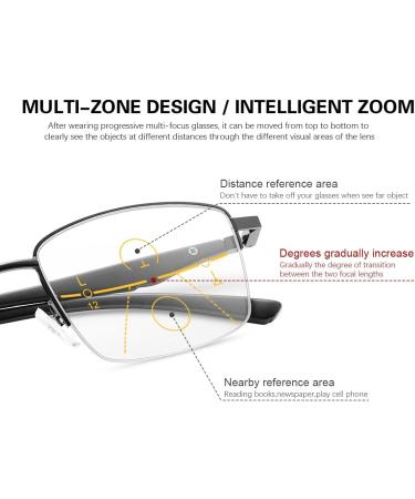 Devirld 180 Progressive Photochrome Multifocus Reading Glasses - UV400 Anti-Blue Light Sunglasses for Men & Women - Black 2.5x - Buy Online on GoSupps.com
