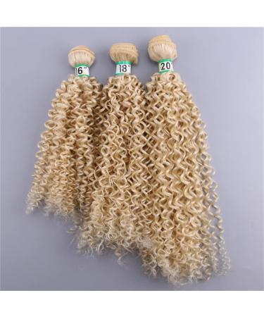 Afro kinky curly hair weave golden color hair 3 parts / lot 210 grams ombre ombre synthetic hair bundle for women #613 20 inch 3pieces 20 inch 3pieces #613