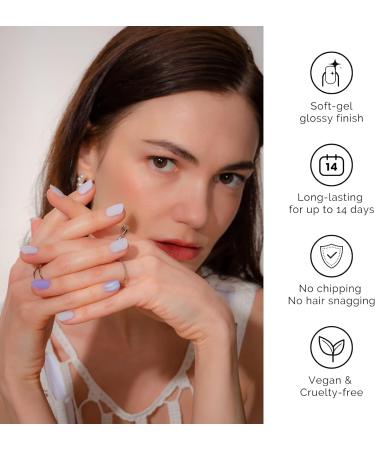 NAILOG Semi Cured Gel Nail Strips - Salon-Quality 34 pcs Long Lasting Nail Wraps in Lavender Purple & Shimmer Swirl - Buy Online on GoSupps.com