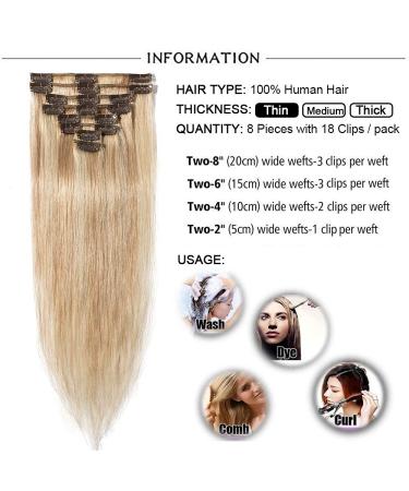 Elailite Clip-In Hair Extensions - 18 Clips Real Hair Balayage Set 20cm 45g #18/613 Ash Blond & Bleached Blonde - Buy Online on GoSupps.com