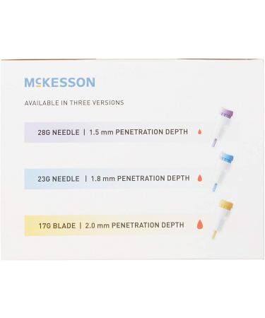 McKesson Safety Lancets 17 Gauge Sterile Push-Button 2mm Blade - 100 Count - Buy Online on GoSupps.com