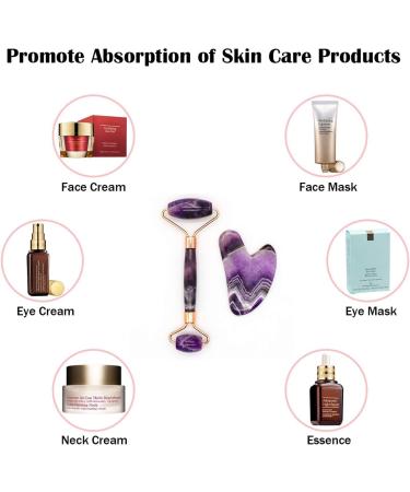 Premium Massage Tools & Jade Roller Set | Amethyst Derma Roller & Gua Sha for Skin Health | Shop Internationally - Buy Online on GoSupps.com