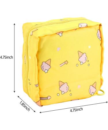 Sanitary Napkin & Menstrual Cup Storage Bag | Portable & Zippered First Period Pouch for Teen Girls & Women (Yellow - Ice Cream) - Buy Online on GoSupps.com