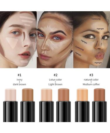 Double-Head 2-in-1 Highlighter & Contour Stick Set - Lotus & Light Brown | Long Lasting Contouring Cream | Cosmetics Makeup Set - Buy Online on GoSupps.com