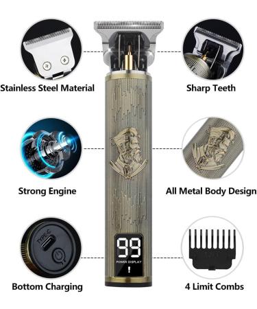 Professional Men's Hair Clipper Beard Trimmer Men's Hair Trimmer USB Rechargeable Portable Electric Shaver LED Screen Suitable for Adults and Barbers - Buy Online on GoSupps.com