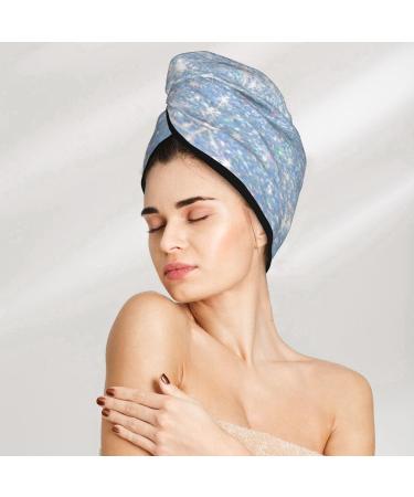 Buy White Blue Glitter Microfiber Hair Towel | Soft Super Absorbent Quick Dry Wrap for Long & Curly Hair | Coral Velvet Hair Cap for Women - Buy Online on GoSupps.com
