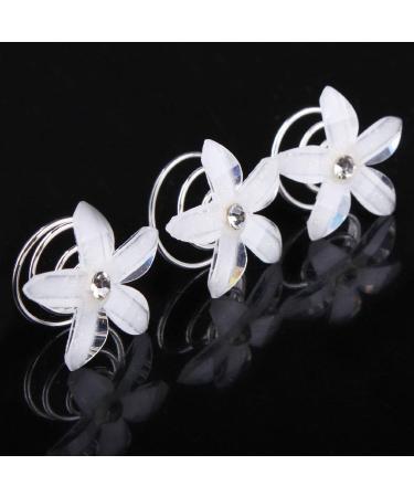 Musuntas 8 Pcs White Flower Bridal Hairpins - Elegant Pearl & Rhinestone Wedding Accessories - Buy Online on GoSupps.com