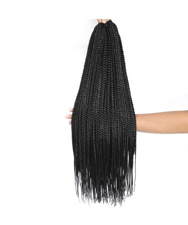 7 Packs 24 Inch Medium Box Braids Crochet Hair Extensions - Kanekalon Synthetic Braiding Hair - 24 Strands/Pack (1B) - Buy Online on GoSupps.com
