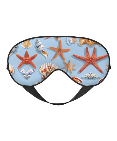 Starfish and Seashell Pattern Print Unisex Sleeping Eye Mask Soft Comfortable Light-Blocking Eye Mask