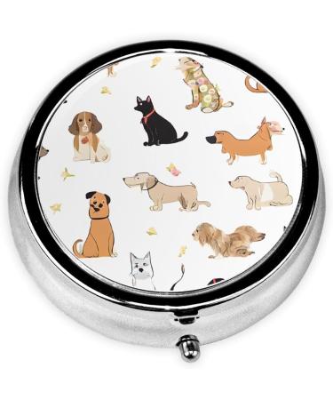 Cute Kitten Butterfly Mini Round Pill Box | 3 Compartment Portable Organizer for Travel Home & Office | Ideal Medicine Case - Buy Online on GoSupps.com