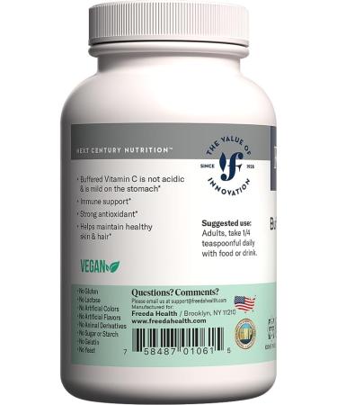 FREEDA Buffered Vitamin C Powder Gentle On Stomach Vitamin C Non-Acidic Vegan Kosher Sugar-Free for Immune Support and Seasonal Wellness 5 oz 5 Ounce (Pack of 1) - Buy Online on GoSupps.com