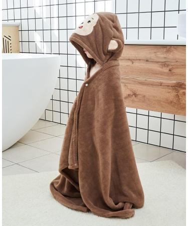 Gneliwm Baby Hooded Bath Towel Swaddle Wrap Blanket Bathrobe Ultra Soft Absorbent Coral Velvet Poncho Shower Towel for Newborn Infant Toddler (Brown Monkey) - Buy Online on GoSupps.com