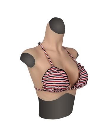Knobco high collar realistic silicone breast shapes breasts enhancer fake breast suitable for mastectomy prosthesis halloween christmas weddings cosplay (color: ivory white size: l d large d cup ivory white