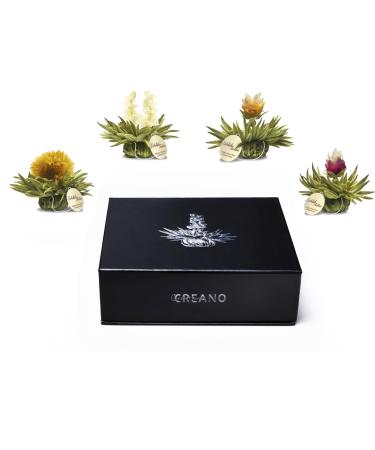 Creano tea flower mix 6 blooming tea ini "White tea" in a classy magnetic box with silver embossing White tea cup portion 6 pieces (1 pack)