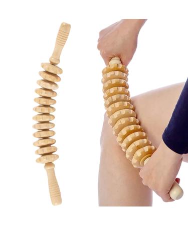 Massage Roller Stick 12 Rolls Wood ergonomic body massage device slipproof 17.3 inch cellulite muscle relaxation massage tools for leg waist belly