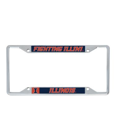 University of Illinois Fighting Illini U of I Metal License Plate Frame for Front or Back of Car Officially Licensed (Mascot)