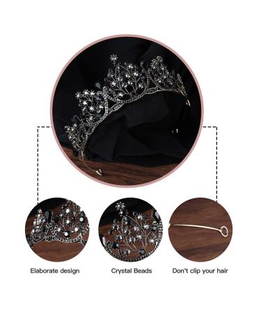 Kamirola Crystal Princess Crown Tiara for Women and Girls - KC Gold & Black - Buy Online on GoSupps.com