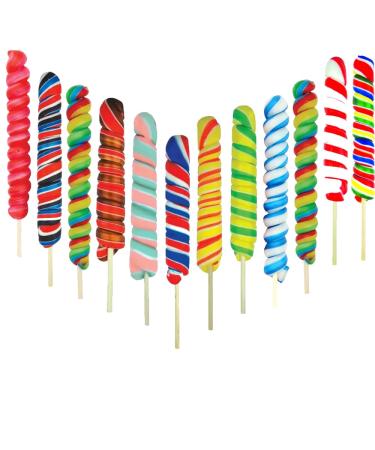 Candy Pops Large Twist Mixed Lollipops 70g - Party Bag Sweets - Assorted Flavours & Colours Twist Lollipops (9 x Mixed Lollipops)