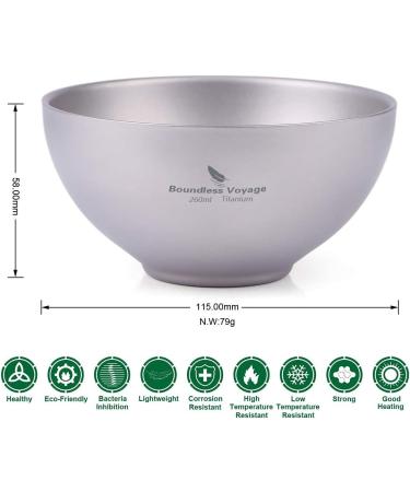 iBasingo 260ml Titanium Double Wall Bowl - Ultralight Portable Tableware for Outdoor Camping | A-Ti1081T - Buy Online on GoSupps.com