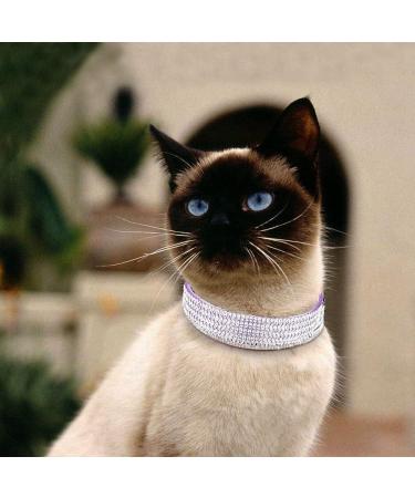 haoyueer Rhinestones Dog Cat Collars with Bell Bling Pet Puppy Collars with Soft Velvet Crystal Collars Girl Jeweled Necklace (Purple) - Buy Online on GoSupps.com