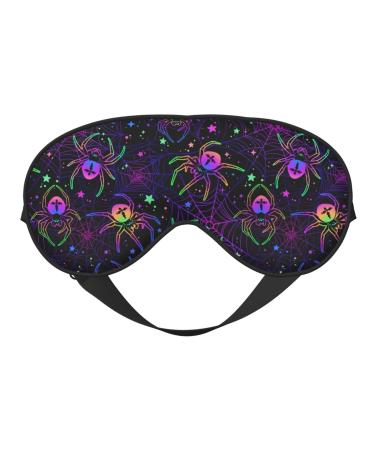 Multi-Colored Spiders Sleep Mask Adjustable Double -Sided Eye Mask Soft Sleeping Eye Covers for Sleeping Perfect Shading Reduce Eye Edema