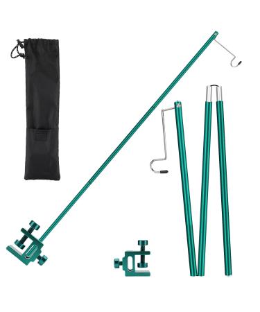 WIOR Camping Lantern Stand 36 Inch Collapsible Aluminum Alloy Lamp Stand with Hook Adjustable Lantern Pole Hanger for Outdoor Picnic Fishing Backpacking Camping BBQ - Green