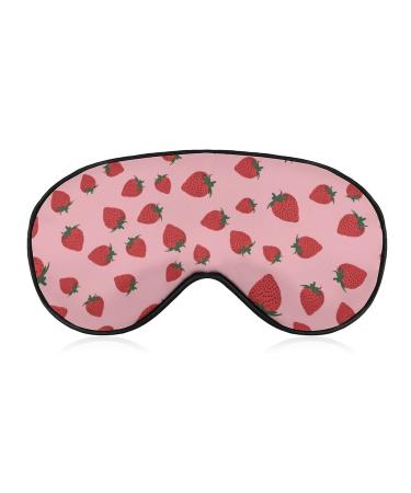 Strawberry Fruits Pattern Sleep Mask for Women Adjustable Sleeping Eye Shades Cover with Elastic Strap