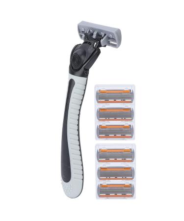 Buy Six Blade Razor - Dollar Shave Club Men's Razor with ABS Handle & Portable Stainless Steel Option - Best International Shipping - Buy Online on GoSupps.com