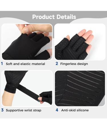 Shop Copper Fingerless Arthritis Compression Gloves | Pain Relief & Adjustable Wrist Support - Buy Online on GoSupps.com