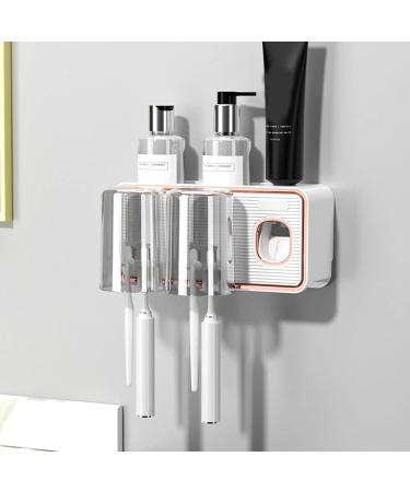 Tyenaza Toothbrush Caddy | Drill-Free Toothbrush Storage Rack with Automatic Toothpaste Pump | White | International Shipping Available - Buy Online on GoSupps.com