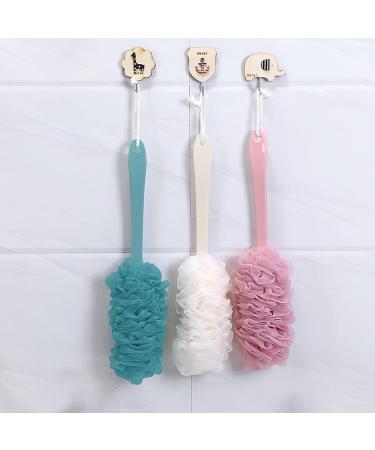 3 PCS Long Handle Back Brush Loofah Scrubber Set for Men and Women - Exfoliating Body Scrubber with Soft Mesh - Blue, Pink, White - Buy Online on GoSupps.com