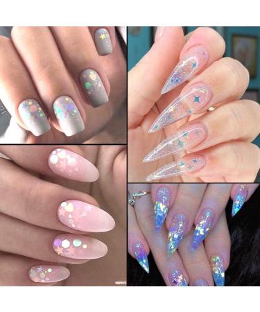 24 Grids Holographic Nail Sequins with Tweezers - Iridescent Mermaid Flakes for DIY Nail Art Decoration - Buy Online on GoSupps.com