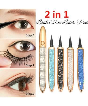 2 in 1 Eyelash Glue Liner Pen Waterproof Self-Adhesive Magic Eyeliner Pencil Non-Magnetic No Glue Needed Black Eyelash Pen (J02) - Buy Online on GoSupps.com