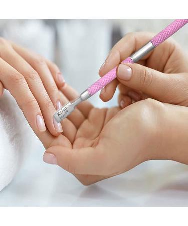 Krisp Beauty Dual Sided Cuticle Pusher - Surgical Grade Stainless Steel Manicure Pedicure Tool Set for Nail Care - Pink - Buy Online on GoSupps.com