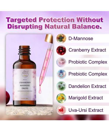 AQUONIX Cranberry & D-Mannose Drops for Women - Urinary* Tract Support - Liquid Herbal Tincture Supplement - Sugar-Free, Fast Absorption, 2 fl oz - Buy Online on GoSupps.com